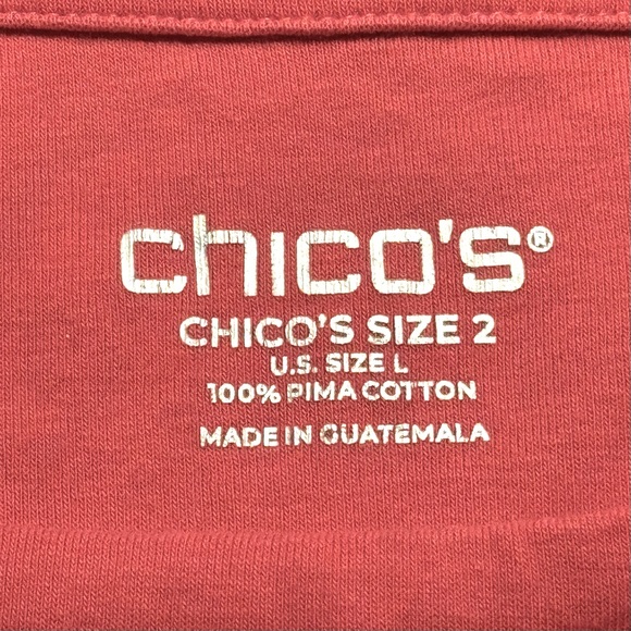 Chico’s Pink Pima Cotton Short Sleeve Tee Size 2 Soft Classic Fit - Picture 4 of 5
